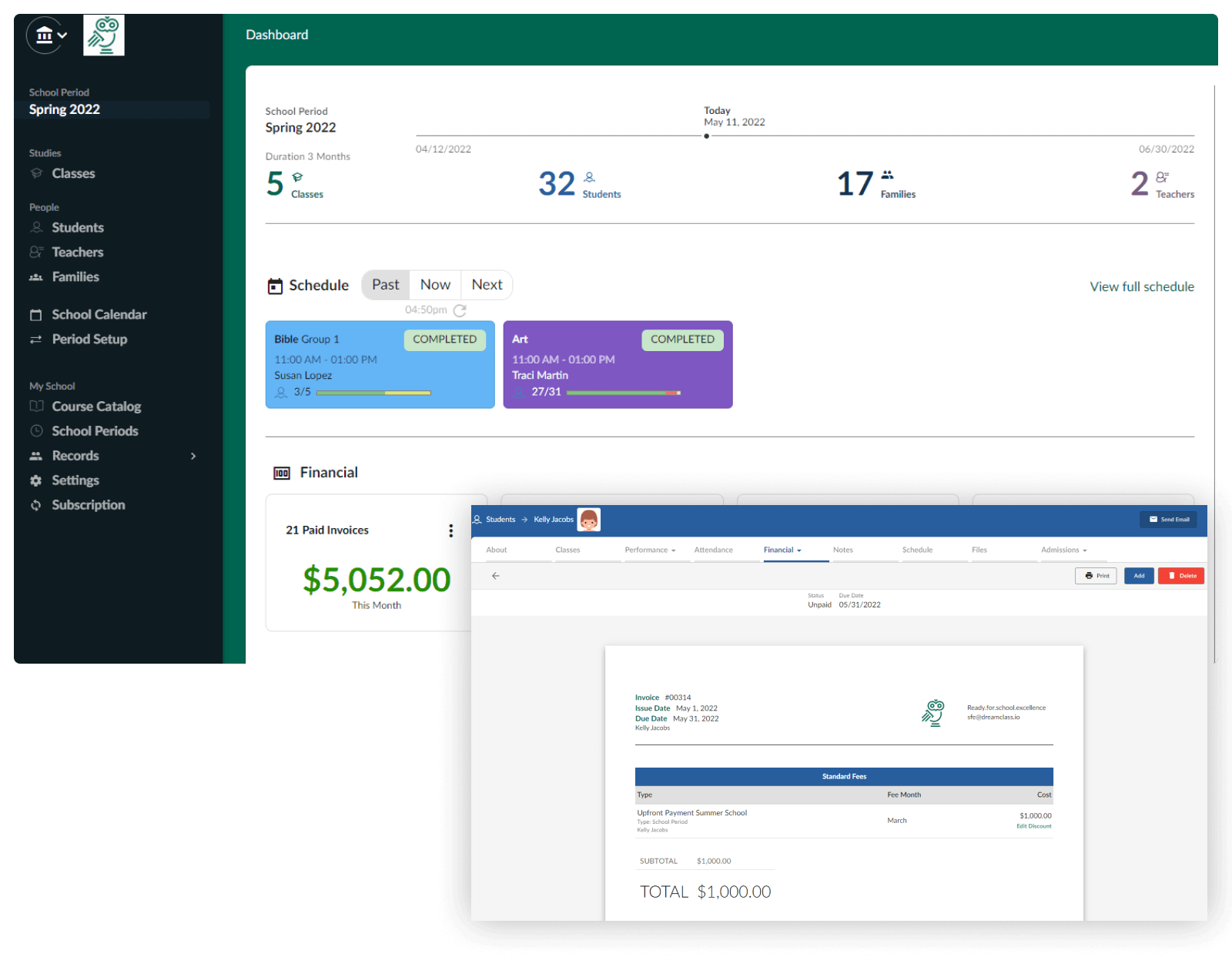 School Student Fees Features DreamClass